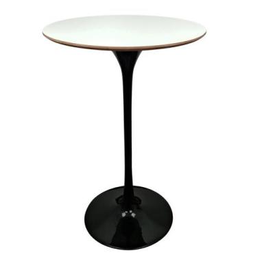 Imagem de Mesa Saarinen Bistrô Fórmica Branca 70cm - Base Preta - mgsaarinen