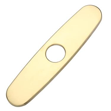 Imagem de Reimai Placa de deck de torneira ouro escovado 25 cm para torneira de pia de banheiro ou cozinha, tampa de orifício único, placa de escudo de pia de torneira de aço inoxidável