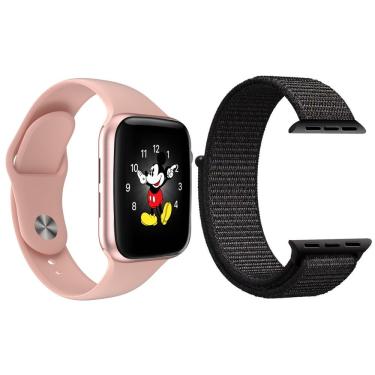 Imagem de Kit 1 Smartwatch Ld5 Rosa + 1 Pulseira Extra Preto