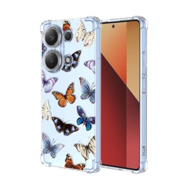 Imagem de EUAGVQY Capa para XiaomiRedmi Note 13 Pro 4G Poco M6 Pro, estampa floral borboleta transparente à prova de choque, capa protetora de silicone macio TPU para XiaomiRedmi Note 13 Pro 4G, borboleta