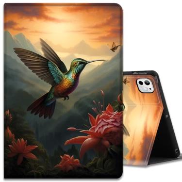 Imagem de Capa para iPad Pro 13 polegadas M4 (2024), capa fina com suporte inteligente multi-ângulo com função hibernar/despertar automática para iPad Pro 13 polegadas, beija-flor