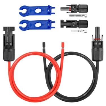 Imagem de Cabo de painel de extensão solar 10AWG – Fio solar de 9,5 m com conector fêmea e macho à prova d'água e kit de adaptador de painel solar, cabo fotovoltaico para trailer, casa, barco, painéis solares