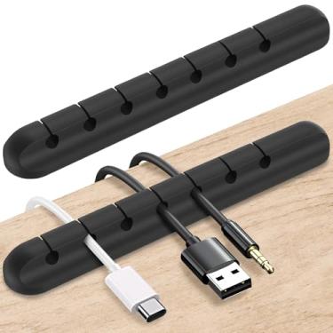 Imagem de Kit 2,7 Clipes Silicone Keeper Suportes De Mesa De Escritório Slots Pretos,Slot Self Under USB Holder Cabo Adesivo Para Desktop Clip Wire Management Car Slot Table Organizer