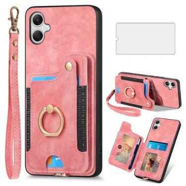 Imagem de Asuwish Capa de telefone para Samsung Galaxy A06 5G capa carteira com protetor de tela de vidro temperado e alça de pulso RFID suporte de cartão de crédito anel acessórios para celular Ao6 A 06 4G LTE