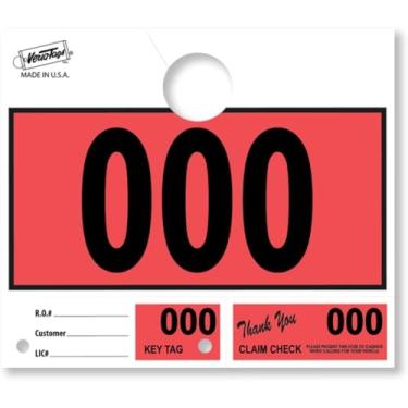 Imagem de Versa-Tags 100 etiquetas de serviço de revendedor de carros, números de despacho de serviço, etiquetas de chave numeradas do departamento de reparo para oficina mecânica