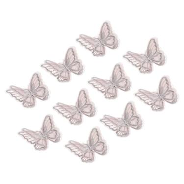 Imagem de PATIKIL 10 enfeites de apliques de borboleta, 6 cm de camada dupla de renda de organza e borboleta costurados em apliques para casamento, noiva, roupas, chapéu, cortina, café