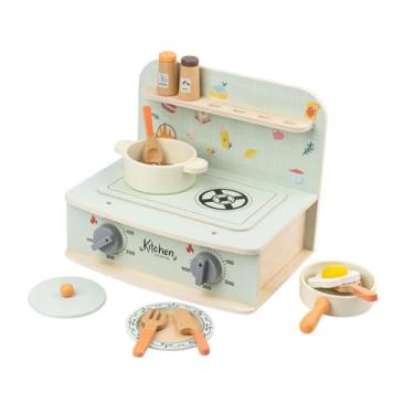 Imagem de MERIGLARE Simulação de brinquedo de cozinha, brinquedo de madeira, presente para jardim de infância, pré-escola, lembrancinhas para festa, utensílios de cozinha