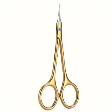 Imagem de Tesoura de cutícula com lâmina fina de aço inoxidável, cortador de unhas, aparador, ferramentas de manicure, dourada, 94 * 45 mm