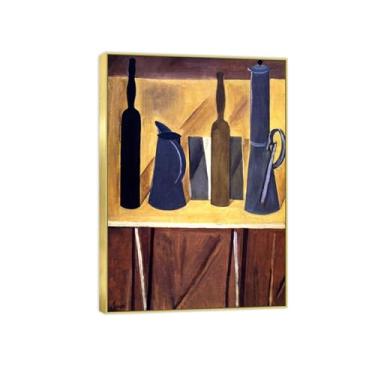 Imagem de Quadro dourado - arte de parede em tela natureza morta - garrafa 3 pinturas famosas para sala de estar quarto - decoração de cozinha vintage 40 x 55 cm 16 x 22 pol