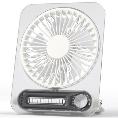 Imagem de KinYiLO Ventilador de mesa pequeno silencioso, ventilador portátil pessoal, operado por bateria recarregável e alimentado por USB, fino, dobrável, 3 velocidades para mesa de mesa interna e externa
