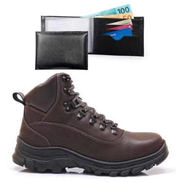 Imagem de Kit Bota Adventure Masculina Com Carteira Trilha Tracking Confortavel Resistente (Café, BR, Adulto, Numérico, 38)