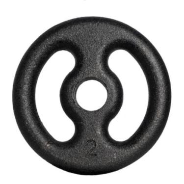 Imagem de Par de Anilhas 2 Kg Furo 31 mm Treino Casa Academia Pintura Premium Fe