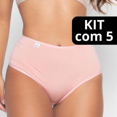 Imagem de Kit 5 Calcinha Fio Duplo Ceci Cintura Alta Tanga Confortável Não Marca