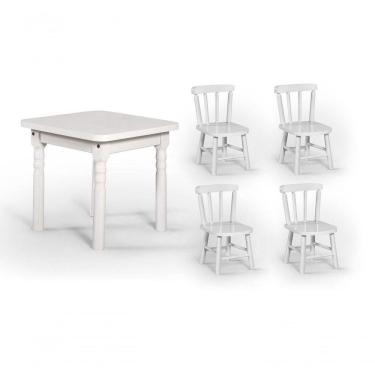 Imagem de Conjunto Mesinha Infantil Branca Com 4 Cadeiras Kids Branca