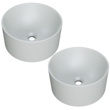 Imagem de Kit 02 Cubas De Apoio Redonda Para Banheiro Lavabo C01 Bl30w Cinza Matte Fosca - Lyam