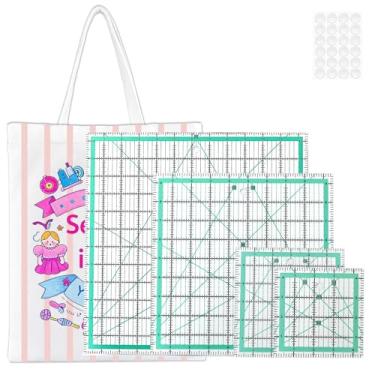 Imagem de youmtool Réguas Para Quilting, Réguas E Moldes Para Quilting, Réguas Quadradas Para Quilting, Réguas De Acrílico, Réguas Para Corte De Tecido Com Anéis Antiderrapantes Para Quilting E Costura, Molde