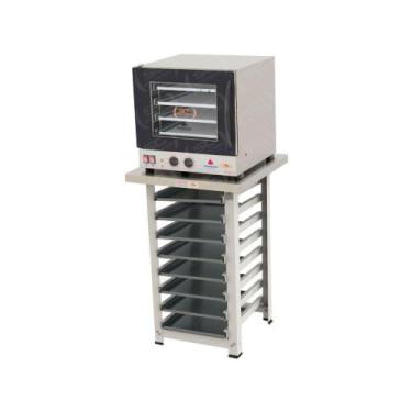 Imagem de Kit - Forno Turbo Prp-004 220v Preto + Bancada Mes-004 + 8 Assadeiras 