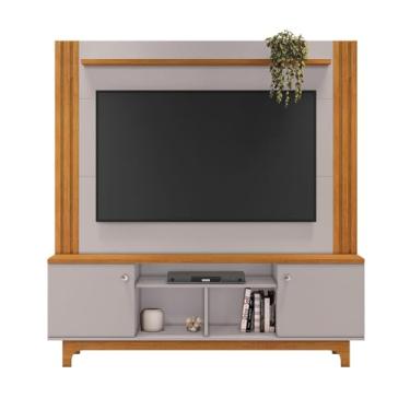 Imagem de Estante Home Mdp e Mdf Ripado para Tv até 65 polegadas Cinamomo e Off