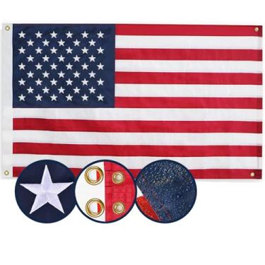 Imagem de JAMONT Bandeira Americana 2,5 X 4 Pés, Multiuso Resistente, Ilhós De Latão, Estrelas Bordadas, Listras Costuradas, Padrão Americano Para Área Externa, Quarto, Sala, Pendurar Na Parede Interna