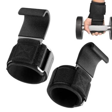 Imagem de Manguitos de Pulso para Levantamento de Peso - Ganchos de Agarre para Powerlifting,2 Peças Mangas de Pulso Ergonómicas Acolchoadas com Ganchos Suportes para Treino, Casa, Treino de Força e Ginásio