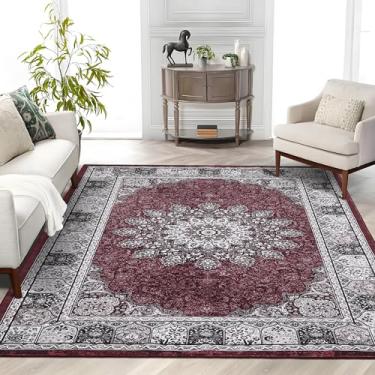 Imagem de Garvee Tapete vintage com estampa neutra de 2,5 x 3 m, tapetes laváveis para área boho, resistente a manchas, tapete macio grande antiderrapante para sala de estar, sala de jantar e decoração de casa