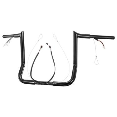 Imagem de Prewired Guidão Pré-Cabeado De 14" Com Ganchos Fat Ape 1,25" Para Harley Street Glide/Electra Glide/Ultra Limited 2014-2023, Cabo Can-Bus E Guia Meathook Monkey Bar, Preto