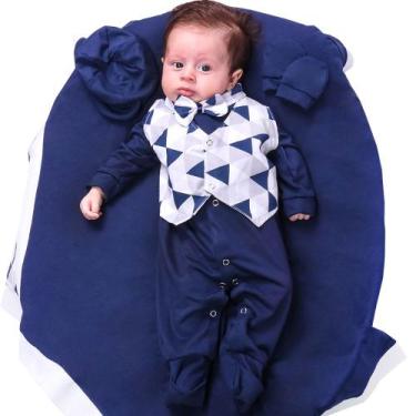 Imagem de Saída de Maternidade Menino Aconchego Pequeno Baby Marinho 05 Peças P 