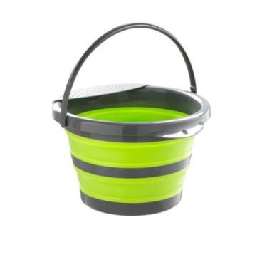 Imagem de Balde Dobrável Multiuso 4 Litros | Redondo de Silicone Retrátil | Compacto, Portátil e Resistente para Limpeza, Viagem e Camping, Com Alça