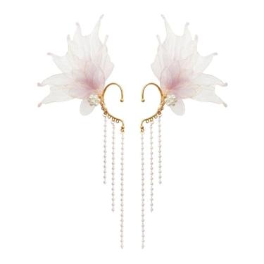 Imagem de Impressionantes brincos de elfo de sereia com borla de pérola, brinco de elfo sem piercing para fantasias de cosplay de anime, acessórios de sereia de Halloween, mulheres e homens, One Size, Acrílico