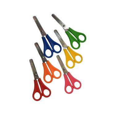 Imagem de 06 tesouras sem ponta coloridas material escolar