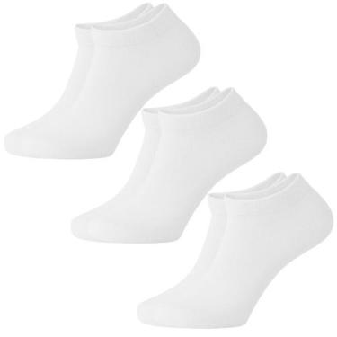 Imagem de 3 Pares de Meias Cano Curto Soquete Unisex Tamanho 38-44 - Mez, Branco