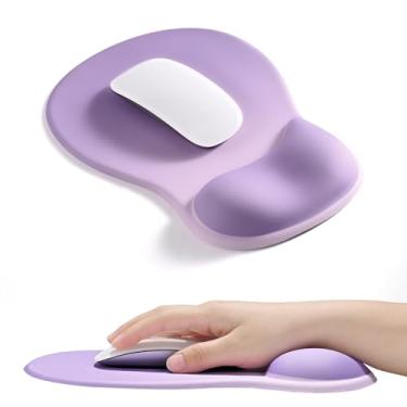 Imagem de EooCoo Mouse pad ergonômico com suporte de descanso de pulso em gel, design côncavo médio, alivia a dor no pulso, base antiderrapante para laptop, acessórios de mesa de escritório, síndrome do túnel
