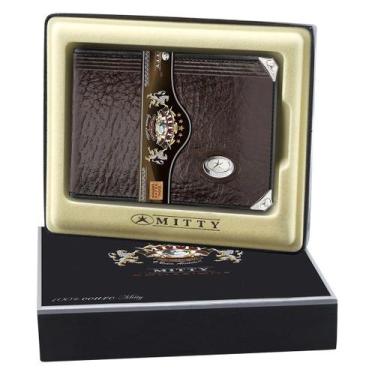 Imagem de Carteira Média Masculina Mitty - Couro Nobre Legítimo - Gold, Marrom