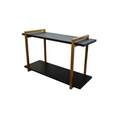 Imagem de Nicho Duplo Metalon Dourado Industrial 60x30cm/MDF Preto - VR Designer