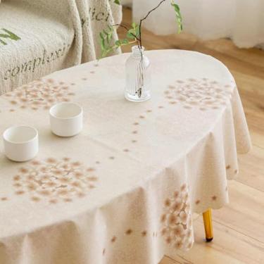 Imagem de Toalha de mesa de café bege toalha de mesa floral com impressão limpa fácil de limpar capa de mesa para sala de estar varanda festa de férias rústica 78,7 cm x 119,4 cm