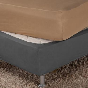 Imagem de Saia Box Fit Solteiro Capa para Cama Box com Elástico Malha 1 pç Lisa 