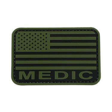 Imagem de uuKen Patch de bandeira de médico verde PVC 7,6 cm x 5,8 cm com fecho de gancho na parte traseira para kit de primeiros socorros bolsa chapéus mochilas coletes (verde, P 3" × 2")
