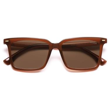 Imagem de SOJOS Óculos de sol quadrados polarizados modernos femininos masculinos retrô vintage anos 90 SJ2387, Lente marrom com armação marrom leitosa, 55-16-140