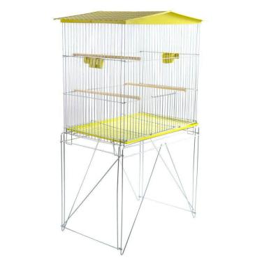 Imagem de Viveiro Para Pássaros Dobrável Médio Amarelo Teto Slim