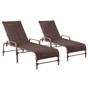Imagem de 02 Espreguiçadeiras Reclinável Catar Marrom Corda Náutica Marrom