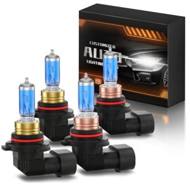 Imagem de XFLHEHD Lâmpadas de farol de halogêneo Civic para Honda Civic 2006-2015 Combo de feixe alto baixo de halogêneo, lâmpadas brancas ultra brilhantes 5000K, 12V-100W, pacote com 4