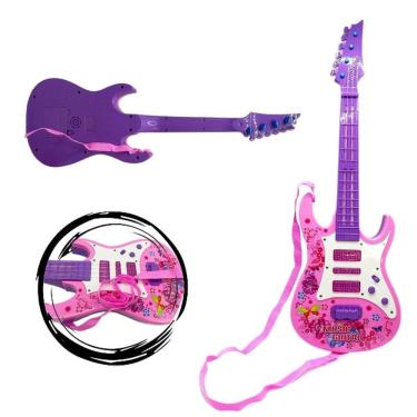 Imagem de Guitarra Infantil Music Led Som Instrumento Feminino Fly