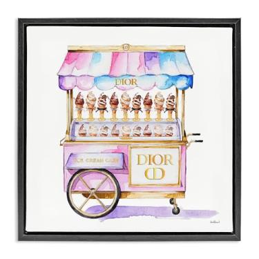 Imagem de Stupell Industries Arte de parede em tela flutuante preta com moldura de sorvete pastel Glam por Amanda Greenwood, 63 x 63 cm