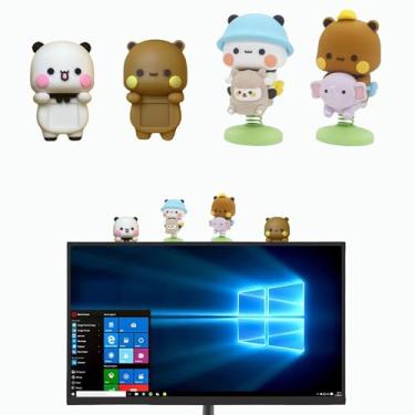 Imagem de Fsocpen 4PCS Cute Bears Computer Monitor Decor,Funny Swinging Bears,Cute Cartoon Statue Bear Figurine for Desktop Computer Notebook Cell Phone Office Desk Car Dashboard Decor