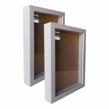 Imagem de Kit 2 Molduras Caixa Alta Revestida com Vidro para Quadros Quilling e Scrapbook - 29,7x42cm - 1,5x3 Cor:BRANCO;Tamanho:2