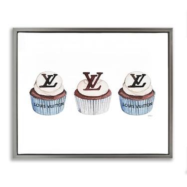 Imagem de Stupell Industries Design de arte de parede em tela flutuante cinza de cupcake de padaria de luxo por Amanda Greenwood, 17 x 21