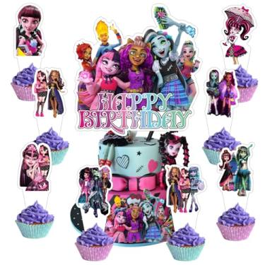Imagem de 25pcs Monster Cake Decorations with 1pcs Cake Topper, 24pcs Cupcake Toppers for High Birthday Party Supplies