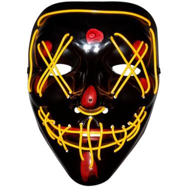 Imagem de Mascara Halloween Terror com Led Neon e Controle com 3 Modos Fantasia Terror Festa Balada (Amarelo)