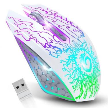Imagem de Mouse para jogos sem fio VersionTech. LED recarregável branco