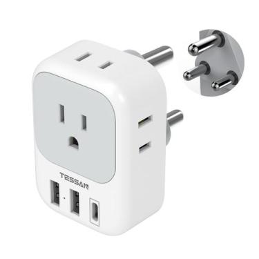 Imagem de Adaptador de alimentação TESSAN South Africa Tipo M com 4 saídas 3 USB